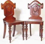 PAIR OF VICTORIAN 19TH CENTURY MAHOGANY HALL CHAIRS