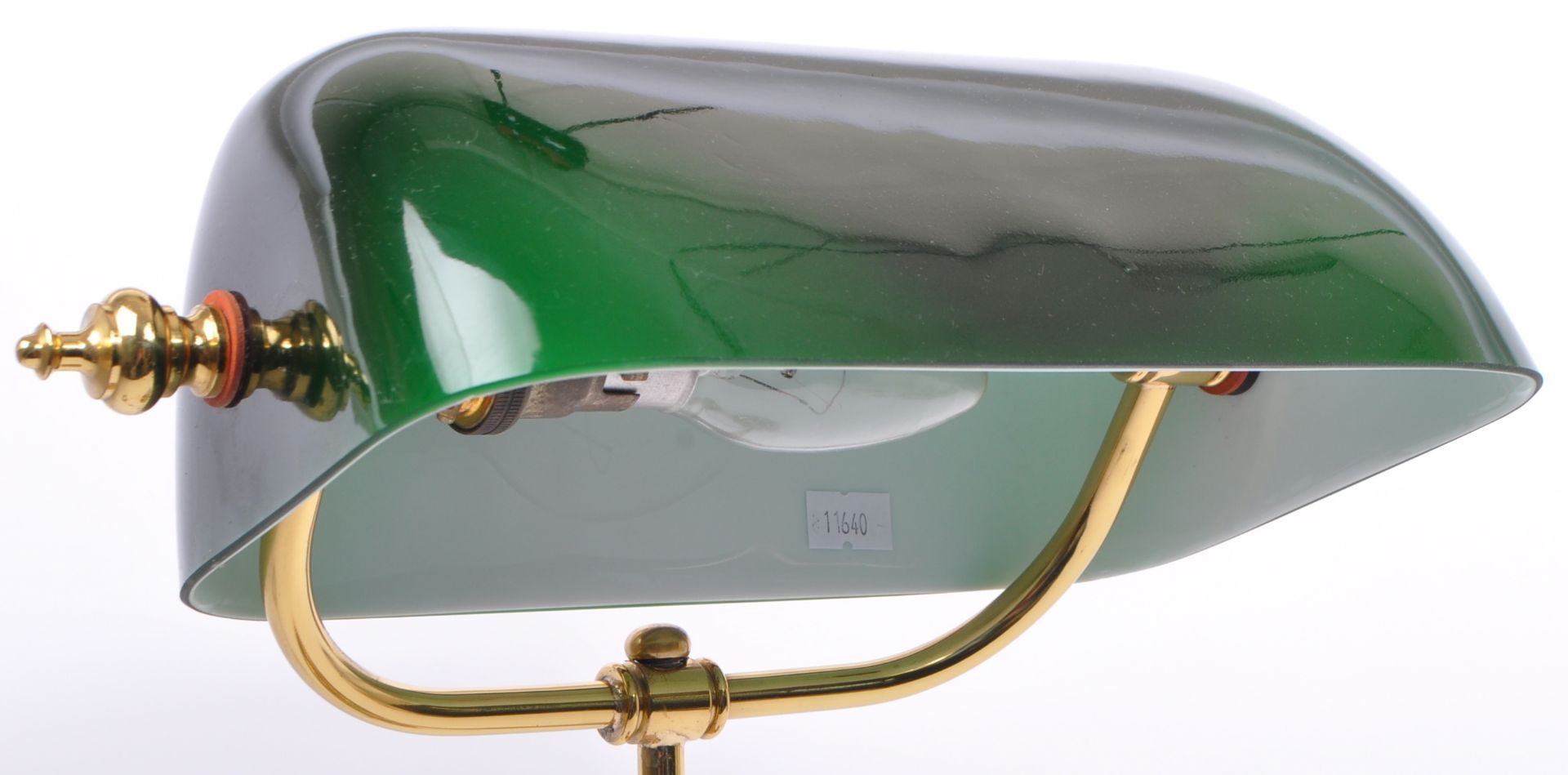 LATE 20TH CENTURY 1920S STYLE GLASS & BRASS BANKERS LAMP - Image 3 of 4