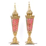 PAIR OF MOROCCAN BRASS LANTERN TABLE LAMPS