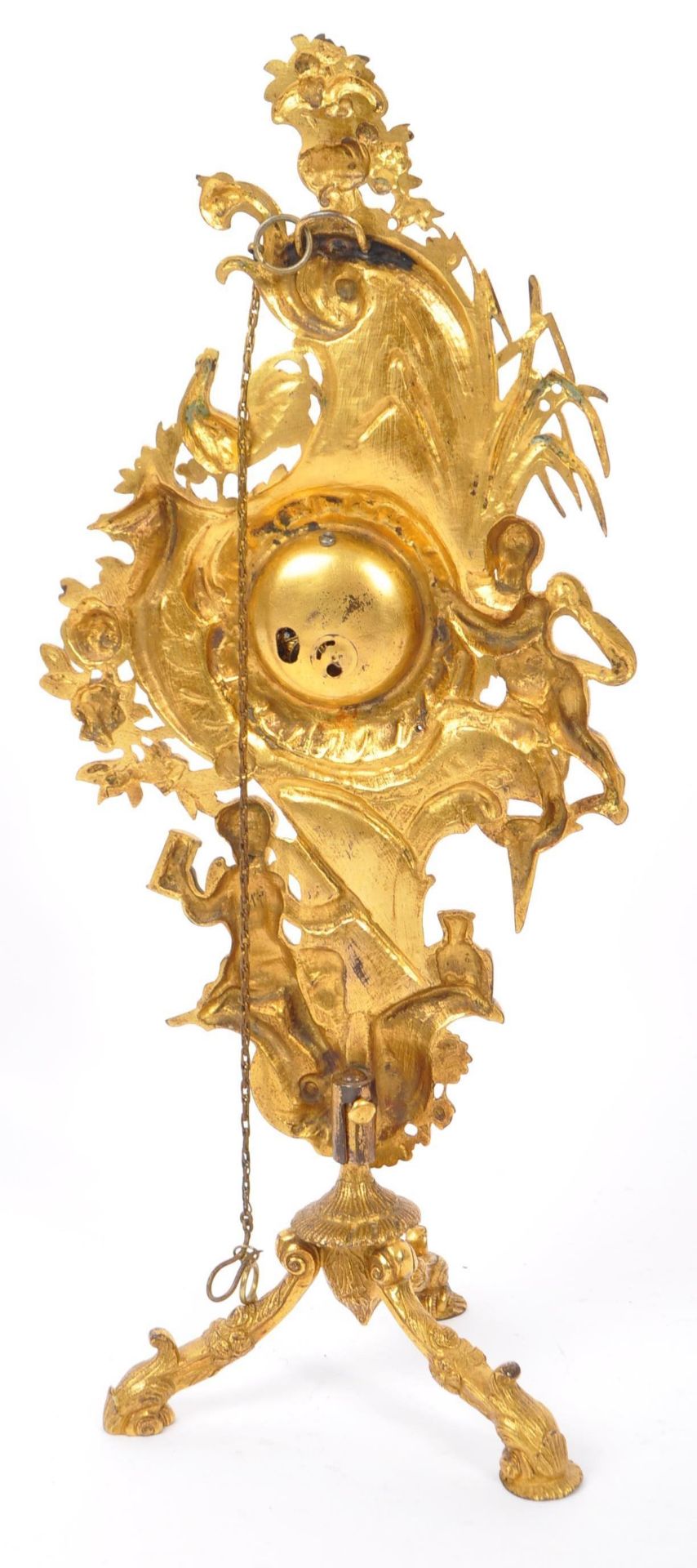 19TH CENTURY FRENCH BELLE EPOQUE ERA GILT CARTEL CLOCK ON STAND - Image 4 of 4