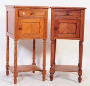 PAIR OF 19TH CENTURY FRENCH OAK & MARBLE BEDSIDE CABINETS