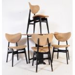 FOUR MID CENTURY BUTTERFLY DINING CHAIRS AND TABLE.