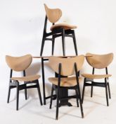 FOUR MID CENTURY BUTTERFLY DINING CHAIRS AND TABLE.