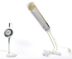 TWO LATE 20TH CENTURY WHITE OFFICE DESK LAMPS LIGHTS