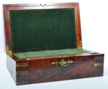 LARGE 19TH CENTURY BRASS INLAID CAMPAIGN WRITING SLOPE