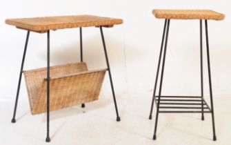 TWO VINTAGE 20TH CENTURY WICKER SIDE TABLES