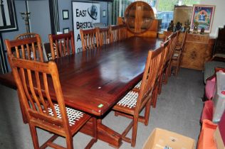 LARGE REFECTORY DINING TABLE AND CHAIRS - SUITE