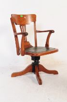 1930S ART DECO OAK OFFICE SWIVEL DESK OFFICE CHAIR