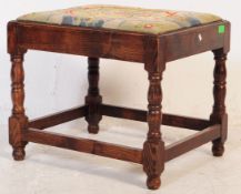 19TH CENTURY OAK & TAPESTRY UPHOLSTERED FOOTSTOOL