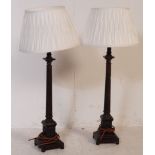 PAIR OF LARGE OAk DORIC COLUMN TABLE LAMP BASES