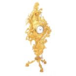 19TH CENTURY FRENCH BELLE EPOQUE ERA GILT CARTEL CLOCK ON STAND