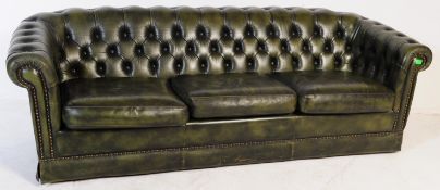 VINTAGE 20TH CENTURY GREEN LEATHER CHESTERFIELD STYLE SOFA