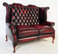 QUEEN ANNE WINGBACK CHESTERFIELD STYLE TWO SEATER SOFA