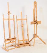 COLLECTION OF THREE CONTEMPORARY WOODEN ARTIST EASELS