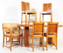 1930S ART DECO WALNUT DINING ROOM SUITE - TABLE & CHAIRS