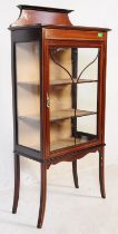 EDWARDIAN MAHOGANY INLAID CHINA DISPLAY CABINET VITRINE