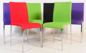 SET OF SIX CONTEMPORARY HARLEQUIN DINING CHAIRS