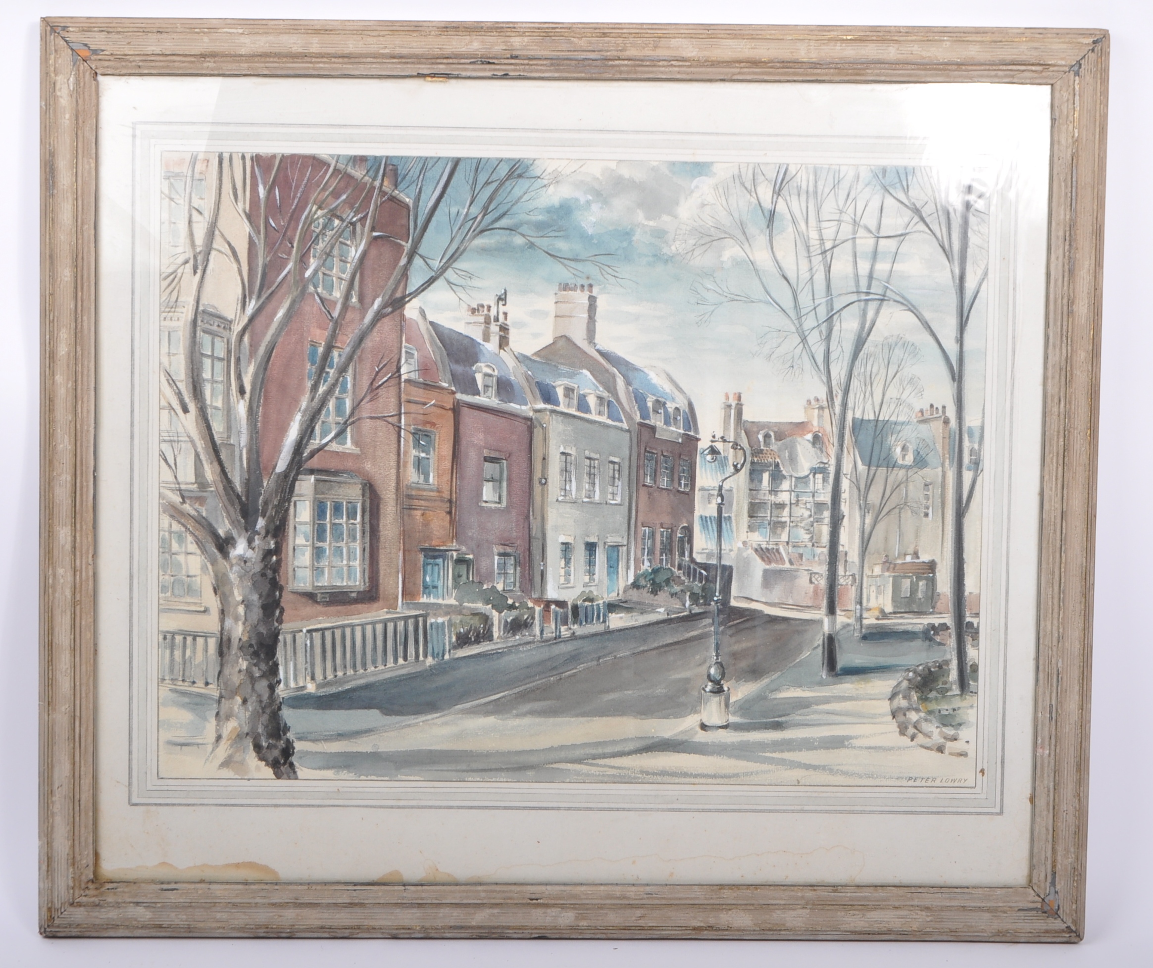 VINTAGE 1970'S POND SQUARE HIGHGATE WATERCOLOUR PETER LOWRY