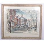 VINTAGE 1970'S POND SQUARE HIGHGATE WATERCOLOUR PETER LOWRY