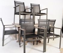 CONTEMPORARY LARGE TEAK GARDEN TABLE & SIX CHAIRS