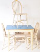 VINTAGE 20TH CENTURY BLUE KITCHEN TABLE WITH ERCOL CHAIRS