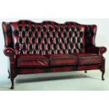 QUEEN ANNE WINGBACK CHESTERFIELD STYLE THREE SEATER SOFA