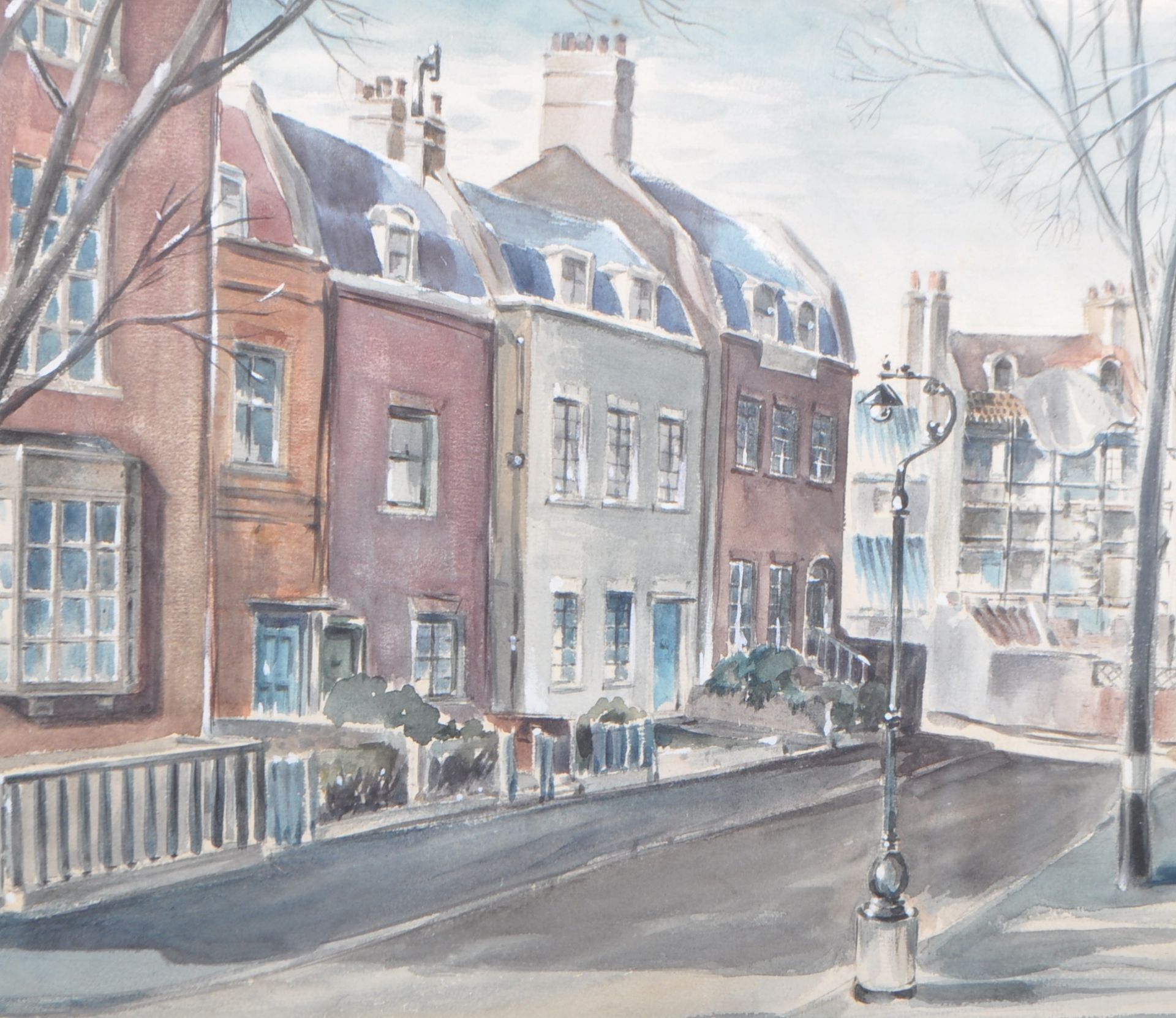 VINTAGE 1970'S POND SQUARE HIGHGATE WATERCOLOUR PETER LOWRY - Image 2 of 4