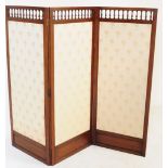 20TH CENTURY MAHOGANY UPHOLSTERED DISCRETION SCREEN