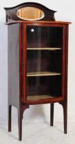 EDWARDIAN MAHOGANY INLAID BOW FRONT CHINA VITRINE