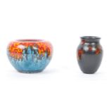 TWO PICES OF POOLE POTTERY - SEA FIRE & BLACK STAR VASES