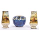 THREE ROYAL DOULTON LAMBETH / FAIENCE VASES BY LINNIE WATT