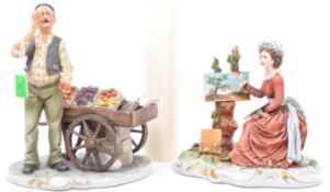 TWO VINTAGE 20TH CENTURY CAPODIMONTE PORCELAIN FIGURES