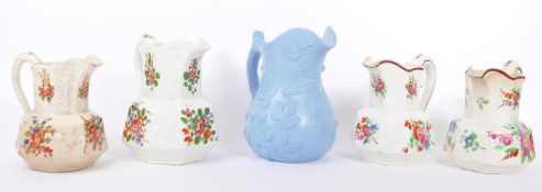 COLLECTION OF FIVE 19TH CENTURY & LATER CERAMIC BRISTOL JUGS