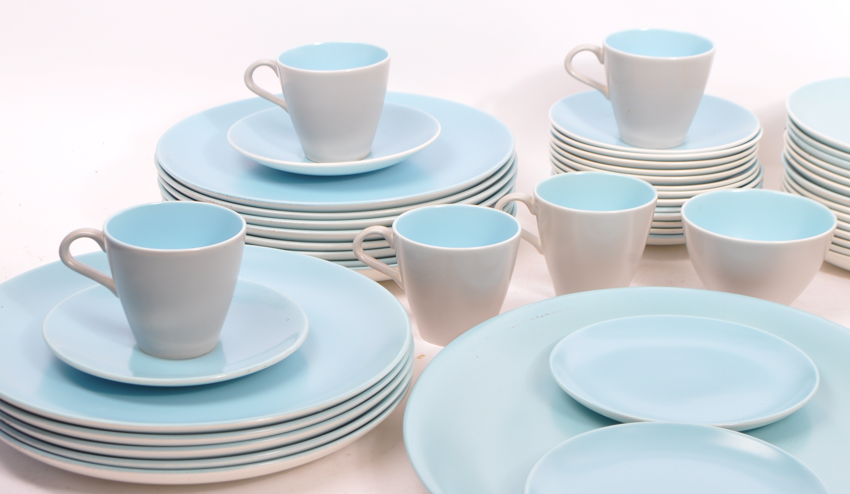 VINTAGE GREY & SKY BLUE TWINTONE SERVICE BY POOLE POTTERY - Image 2 of 4