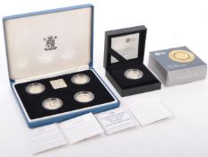 TWO ROYAL MINT SILVER PROOF ONE POUND PIEDFORT COINS