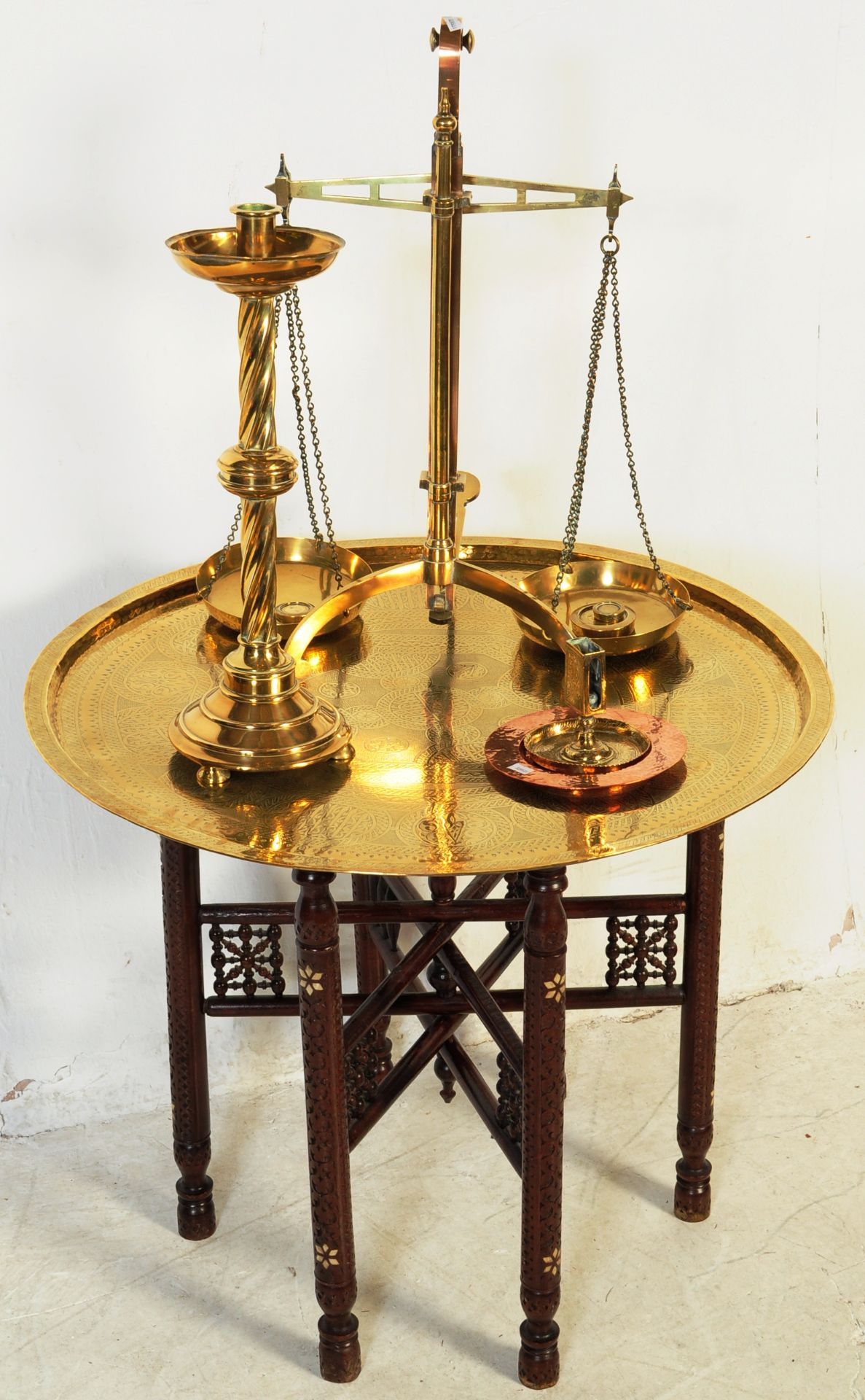 COLLECTION OF BRASS ITEMS INCLUDING CHARGE & SCALES - Image 2 of 9