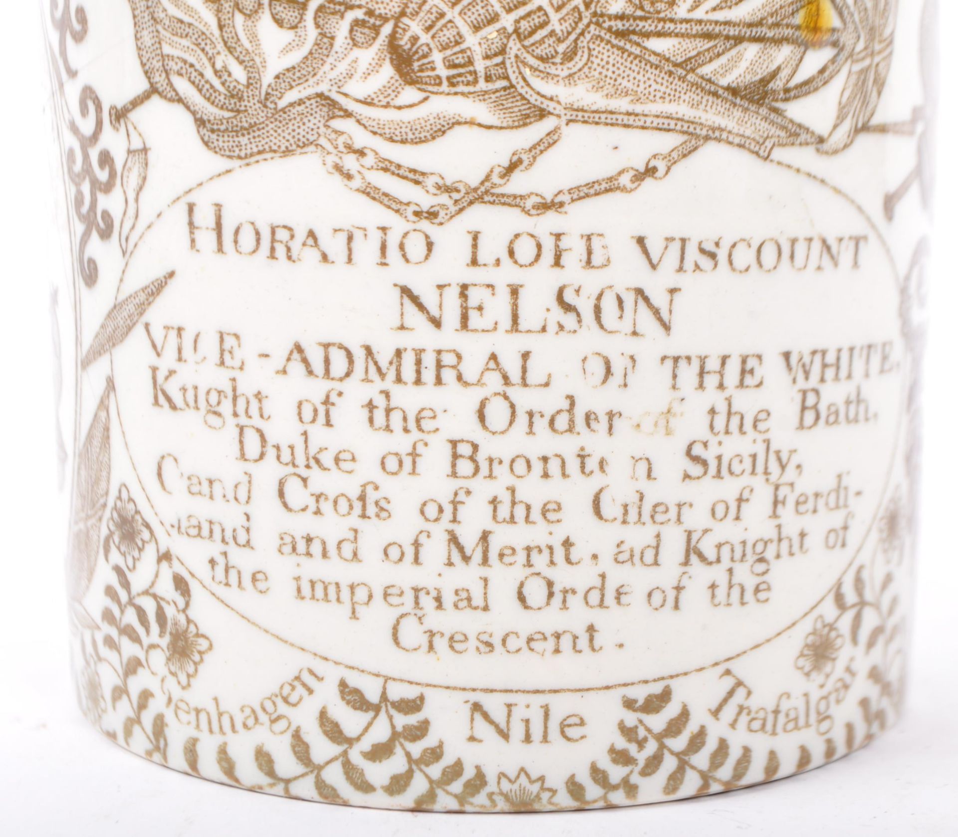 19TH CENTURY LORD NELSON COMMEMORATIVE PEARLWARE MUG - Image 5 of 5
