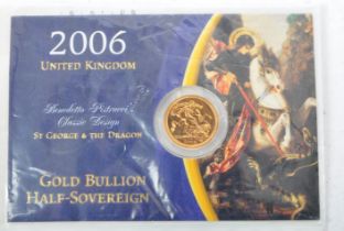 2006 ELIZABETH II 22CT GOLD PROOF HALF SOVEREIGN COIN