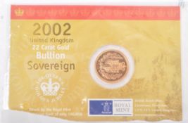 2002 UK 22CT BULLION PROOF FULL SOVEREIGN COIN