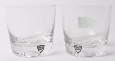 TWO GLASS TUMBLERS BY ORREFORS / HASSELBLAD CAMERA ETCHING