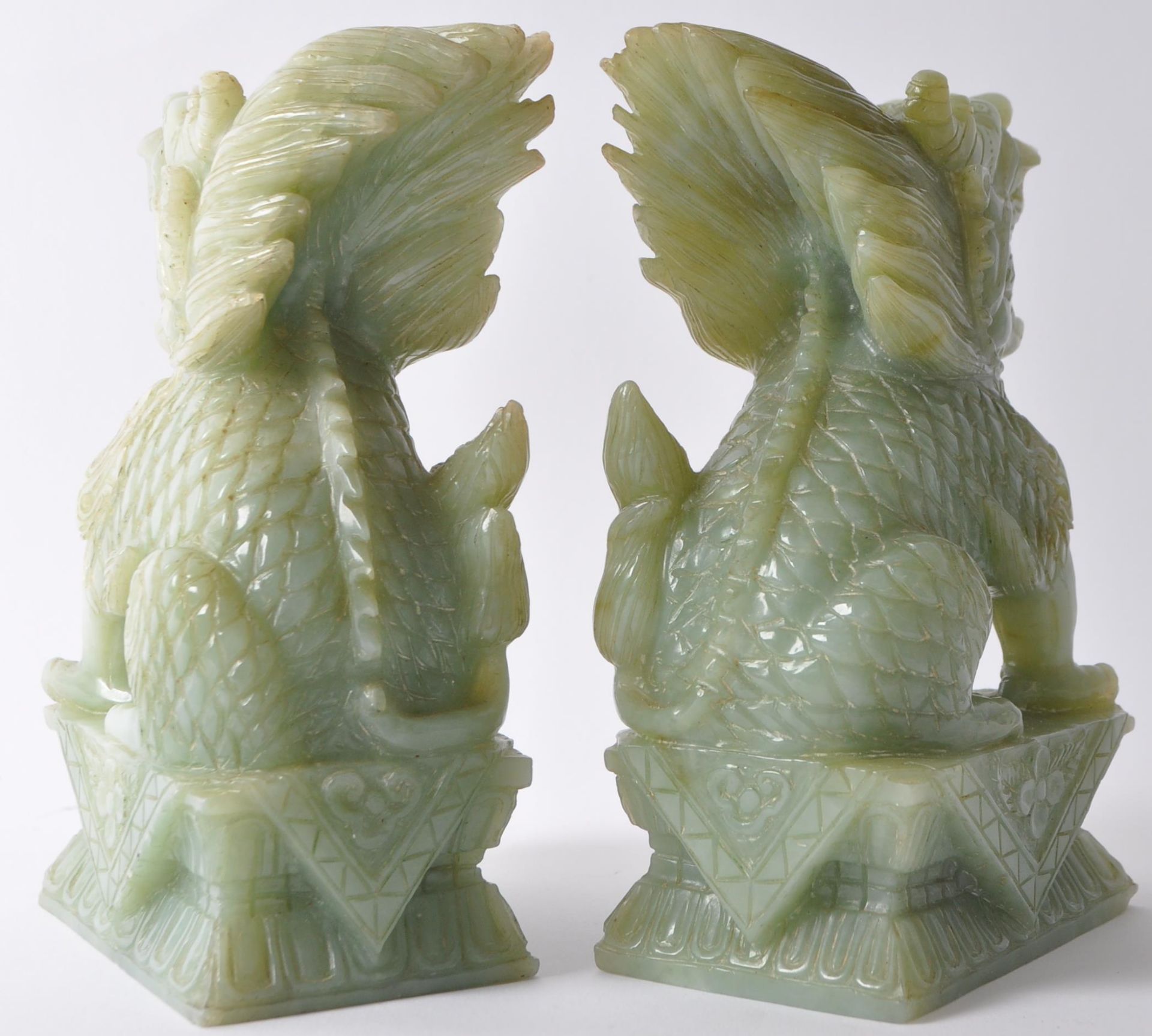 PAIR OF VINTAGE 20TH CENTURY CARVED STONE FU TEMPLE DOGS - Image 2 of 5