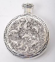 SILVER PLATED CHINESE KOI CARP PERFUME SCENT BOTTLE