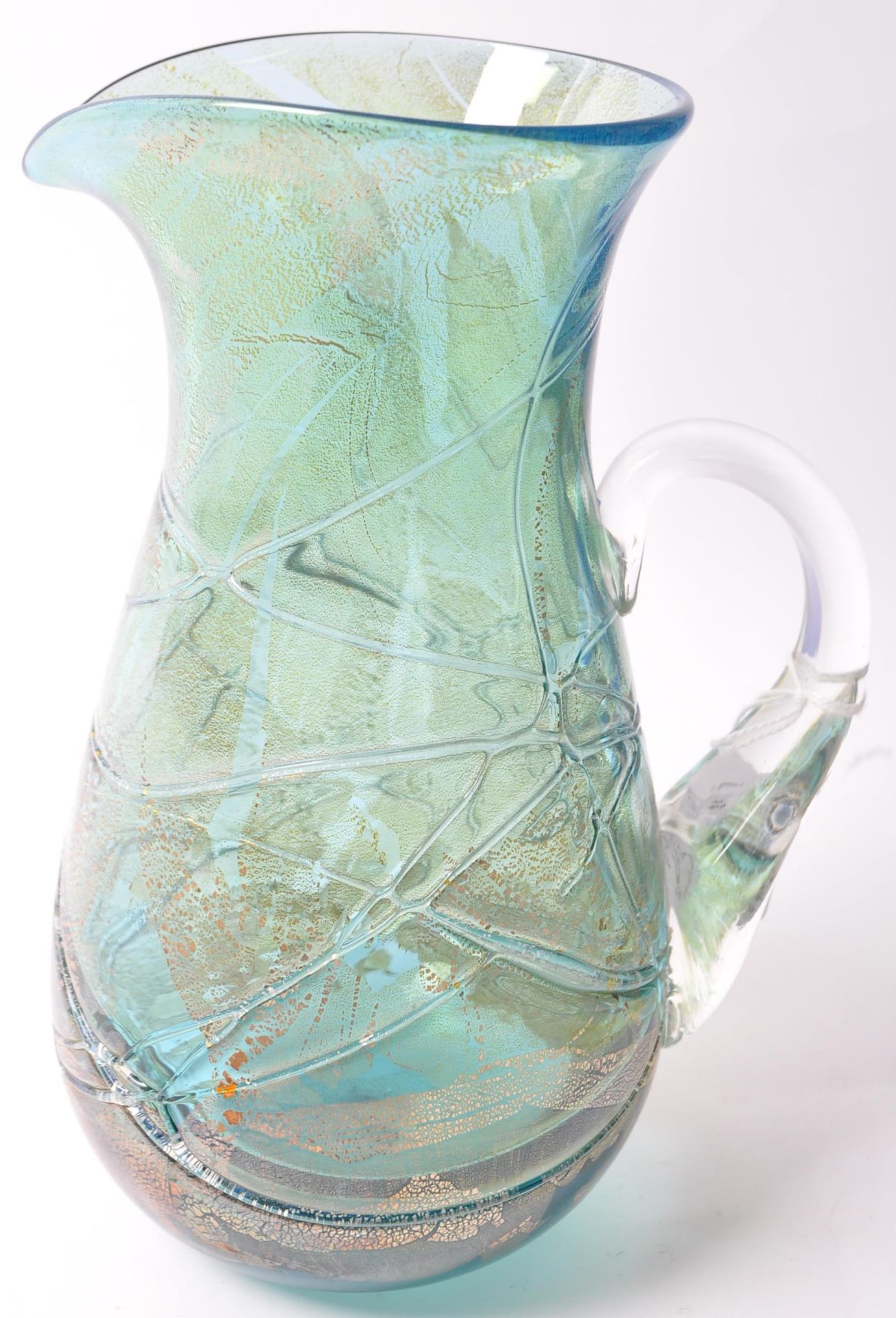STUART FLETCHER EMERALD GREEN ART GLASS VASE & JUG - Image 3 of 8