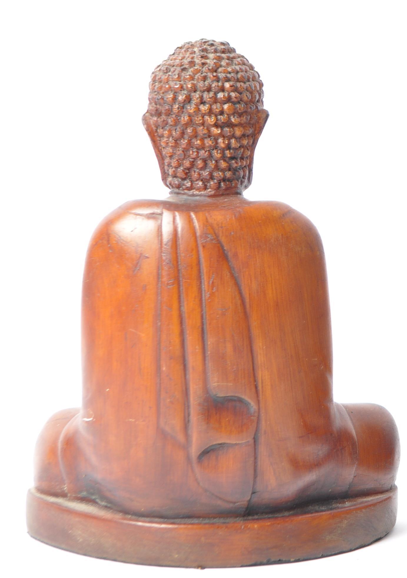 PAIR OF MTCHING 20TH CENTURY CARVED WOODEN BUDDHA FIGURINES - Image 6 of 6