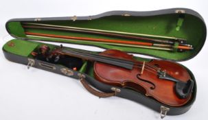 1900 FRENCH FULL SIZE PHEBES VIOLIN IN CASE WITH TWO BOWS