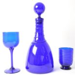 BRISTOL BLUE - COLLECTION OF BLUE GLASS DECANTER AND GLASSES