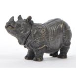 BRONZED METAL RHINOCEROS MATCH VESTA CASE