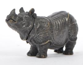 BRONZED METAL RHINOCEROS MATCH VESTA CASE