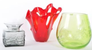 THREE VINTAGE 20TH CENTURY STUDIO ART GLASS EXAMPLES