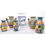 SIX MID 20TH CENTURY ITALIAN MAJOLICA STONEWARE VASES